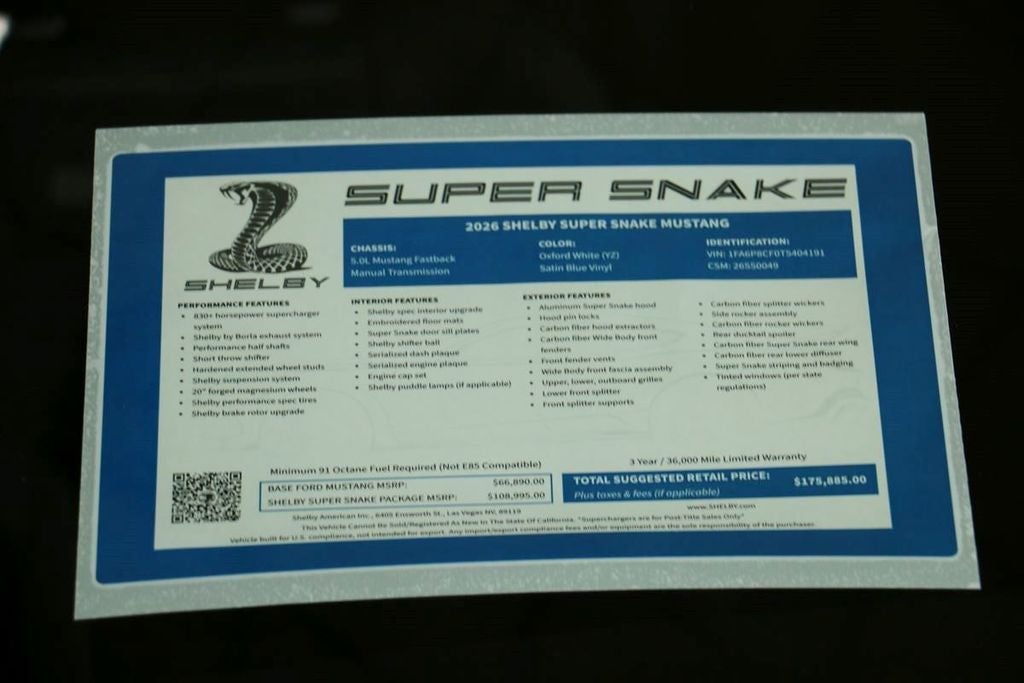 2026 Ford Mustang GT Premium SHELBY SUPER SNAKE