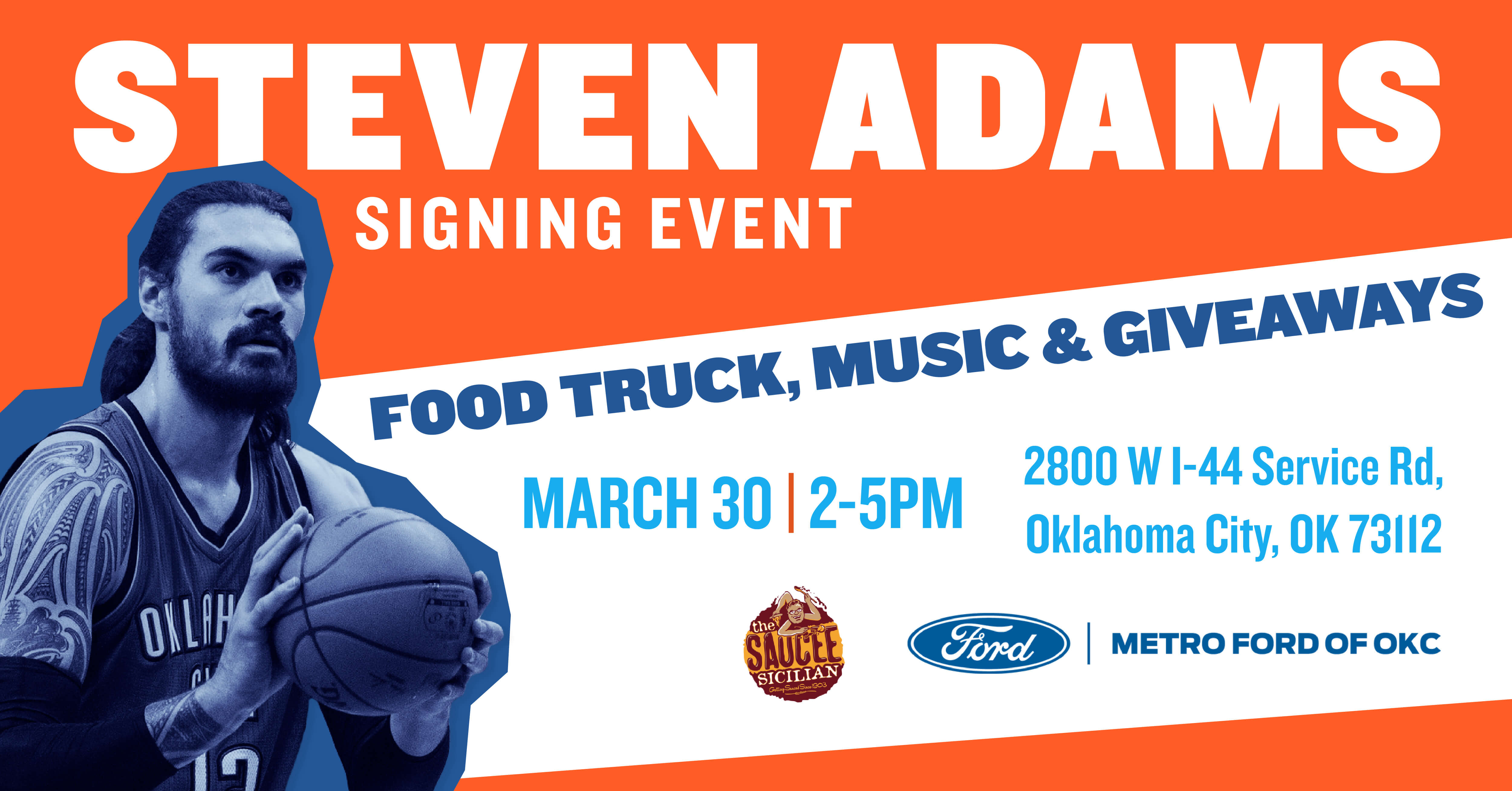 orange and blue steven adams image for event announcement